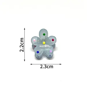 Suesse Geleefarben Blumen Haarkralle, transparente kleine Haarspange fuer Kinder Haarstyling.