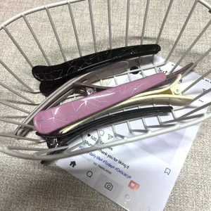 Fashion crackle texture duckbill hair clips for girls, stylish side hair accessories set wholesale.