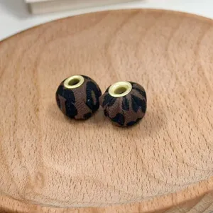 Leopard print fabric beads large hole DIY beads for phone charms jewelry making accessories