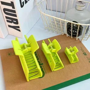 Set di mollette per capelli verde neon opaco, accessori quadrati minimalisti per donne.