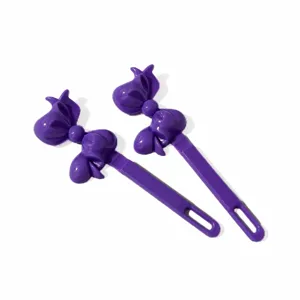 Purple cute bow hair clips for girls, plastic side bangs clips, stylish kids hair accessories 2pcs