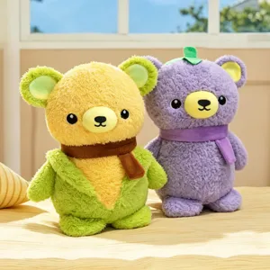 Cute vegetable corn and eggplant plush bear toys, soft stuffed animal doll gifts for kids and girls.