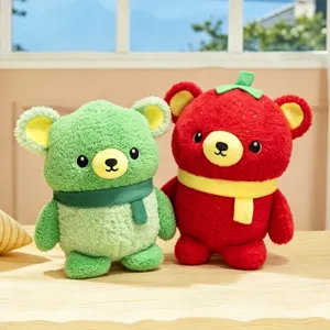 Cute fruit vegetable plush bear toy set, soft stuffed doll for kids and gift decor.