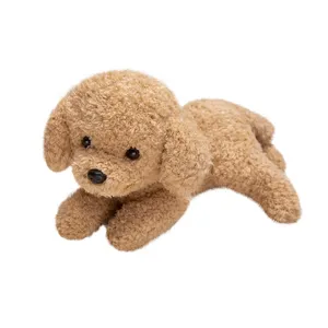 Cute simulated poodle puppy plush toy, soft stuffed animal dog doll for children comforting.