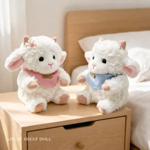 Süßes sitzendes Schaf Plüschtier mit Schal, weiche Kuschelpuppe für Kinder Mädchen Zimmer.