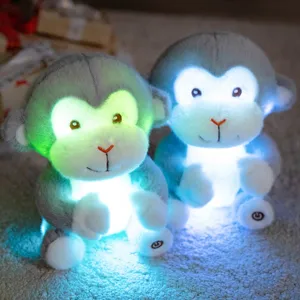 Cute Luminous Monkey Plush Toy Stuffed Animal Soft Companion Night Light Pillow