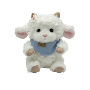 Süßes sitzendes Schaf Plüschtier mit Schal, weiche Stofftier Puppe für Mädchen Kuscheln
