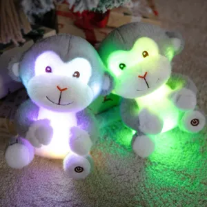 Cute glowing monkey plush toy sitting stuffed animal for kids bedtime comforting companion doll