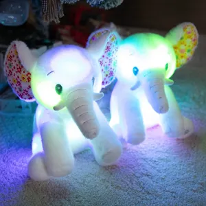Luminous Elephant Plush Toy Cute Stuffed Animal Night Light LED Glowing Soft Pillow Birthday Gift For Kids Children