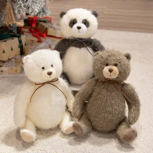 Cute sitting plush bear panda toy soft stuffed doll comforting companion for girls kids room decor