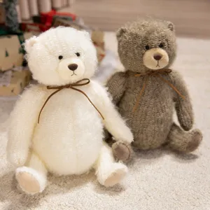 Adorable knitted teddy bear plush toy, soft stuffed animal doll for kids and girls gift.
