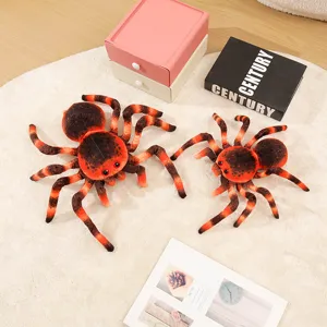 Simulation spider plush toy cute cartoon creepy crawler stuffed doll soft pillow for kids gift