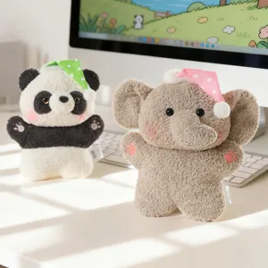 Lindos juguetes de peluche de panda y elefante, muñecos de peluche suaves para niños, compañero.