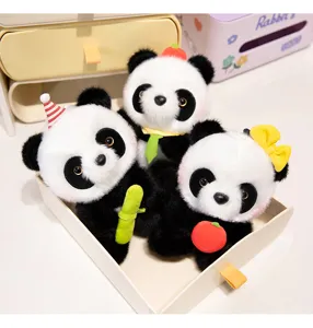 Mignon panda peluche porte-clés noir et blanc poupée pendentif décoration de détail