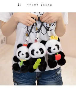 Mignon panda en peluche porte-clés duveteux pendentif de sac à dos adorable poupée