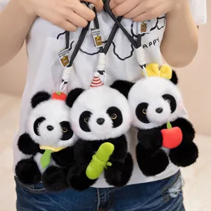 Mignon porte-clés en peluche panda joli pendentif de sac animal peluche douce pour enfant