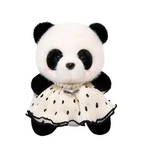 Mignon panda en peluche douce robe poupée animal en peluche avec collier de perles décoration