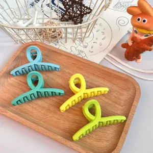 Cute frosted cross hair claw clips set, macaron colors small hair clips for daily styling.