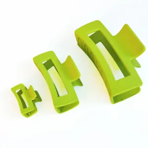 Set di mollette per capelli quadrate verde opaco, eleganti pinze geometriche per acconciature.