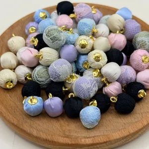 Colorful fabric covered beads DIY handmade clothing accessories decorative loose balls.