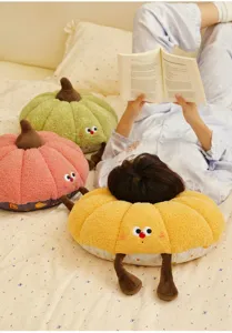 Lindo cojín de peluche de calabaza, suave muñeca de dibujos animados para sofá y dormitorio.