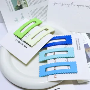 Korean style candy color matte rectangular hair clips sweet wavy edge hair accessories