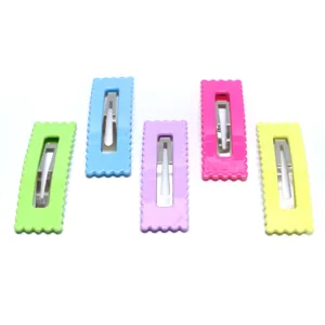 Cute candy color scalloped rectangle hair clips matte hairpins sweet girls hair accessories