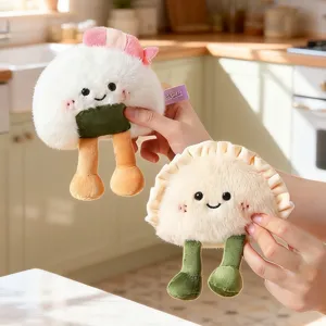 Set adorabile di peluche sushi e raviolo, simpatiche bambole di stoffa con gambette divertenti.