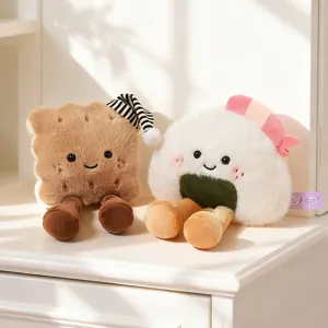 Set di peluche di cibo carino, biscotto e polpetta di riso sushi bambole morbide per bambini.