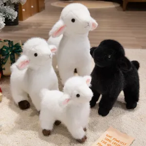 Lindo Simulación Blanco Negro Oveja Juguete de Peluche Animal de Peluche Suave Cordero Muñeca Niños Compañero Calmante