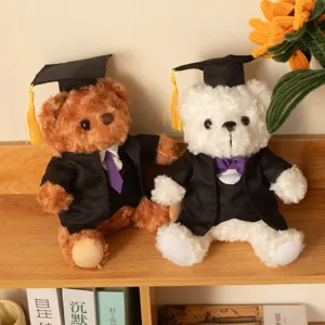 Afstuderen teddybeer pluche speelgoed set, schattige knuffels met doktersmuts voor cadeau