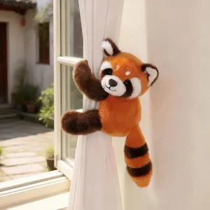 Cute red panda plush curtain tieback magnetic animal doll soft toy for home decoration