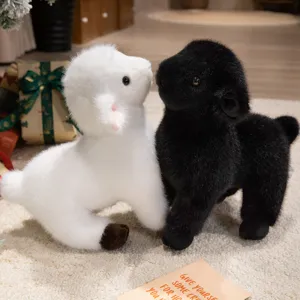 Bonito peluche oveja blanco y negro juguete de peluche realista cordero muñeca para regalo