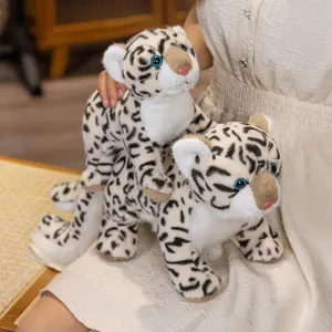 Lindo Simulación Leopardo de las Nieves Peluche Dibujos Animados Muñeca Animal Relleno Niños Juguete Reconfortante Almohada Suave Regalo