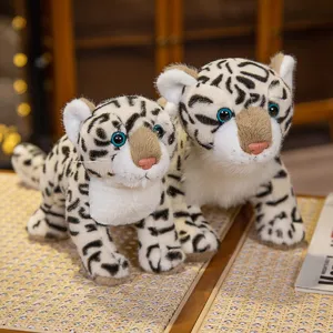 Set de peluche de leopardo de las nieves simulado, muñeca de tela suave para niños y decoración.