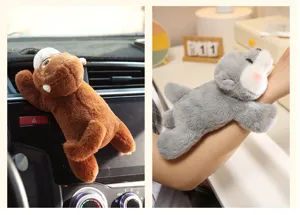 Cute magnetic plush animal toy for car vent and wrist decoration, soft stuffed doll gift.