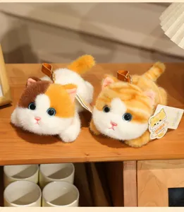 Simpatico portachiavi gatto di peluche, morbido gattino ciondolo per borsa e chiavi