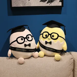 Süßes Plüschtier kochendes Ei Doktor Puppe mit Doktorhut Brille für Kinder Geschenk.
