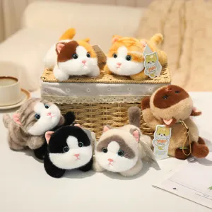 Simatico gatto sdraiato peluche portachiavi, morbido animale imbottito ciondolo borsa per ragazze.