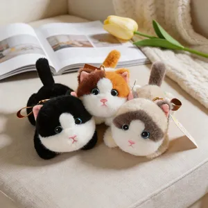 Simpatico gatto peluche ciondolo giocattolo, morbido animale di peluche portachiavi borsa