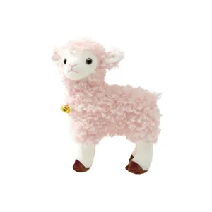 Cute pink simulation bell little sheep plush toy doll, perfect children's birthday gift.
