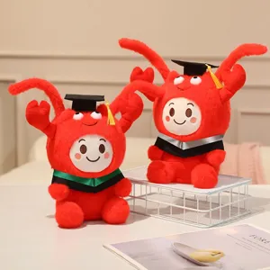 Joli jouet en peluche homard de graduation poupée rouge avec toque et robe cadeau d'étudiant