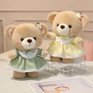 Cute plush teddy bear stuffed animal wearing a sweet princess dress, perfect gift for kids.
