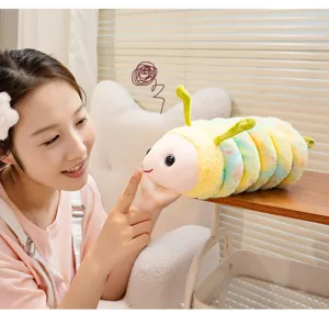 Cute colorful caterpillar plush toy soft hugging pillow cartoon stuffed doll for kids sleep