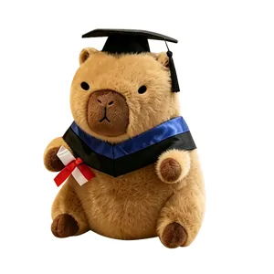 Cute graduation capybara plush toy stuffed animal doll wearing doctor uniform for kids gift