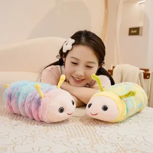 Cute colorful caterpillar plush toy, soft stuffed animal doll for kids sleeping companion.