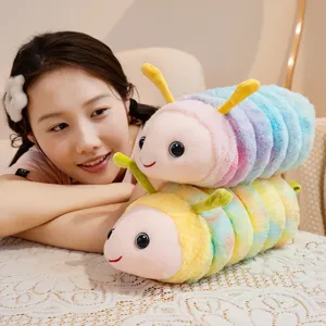 Cute colorful caterpillar plush toy doll for kids sleeping companion and soft hugging pillow.