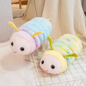Colorful cute caterpillar plush toy soft stuffed doll for kids sleeping companion