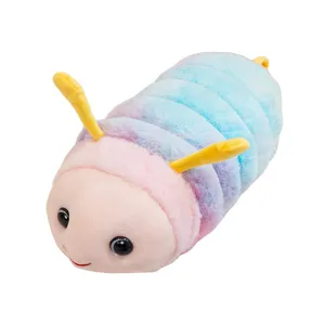 Cute colorful caterpillar plush toy, soft stuffed rainbow animal doll for kids sleeping