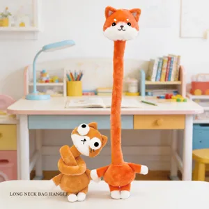 Creativo peluche animale collo lungo simpatico bambola volpe decorazione stanza letto